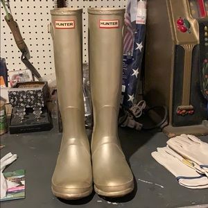 Gold tall hunter boots!!